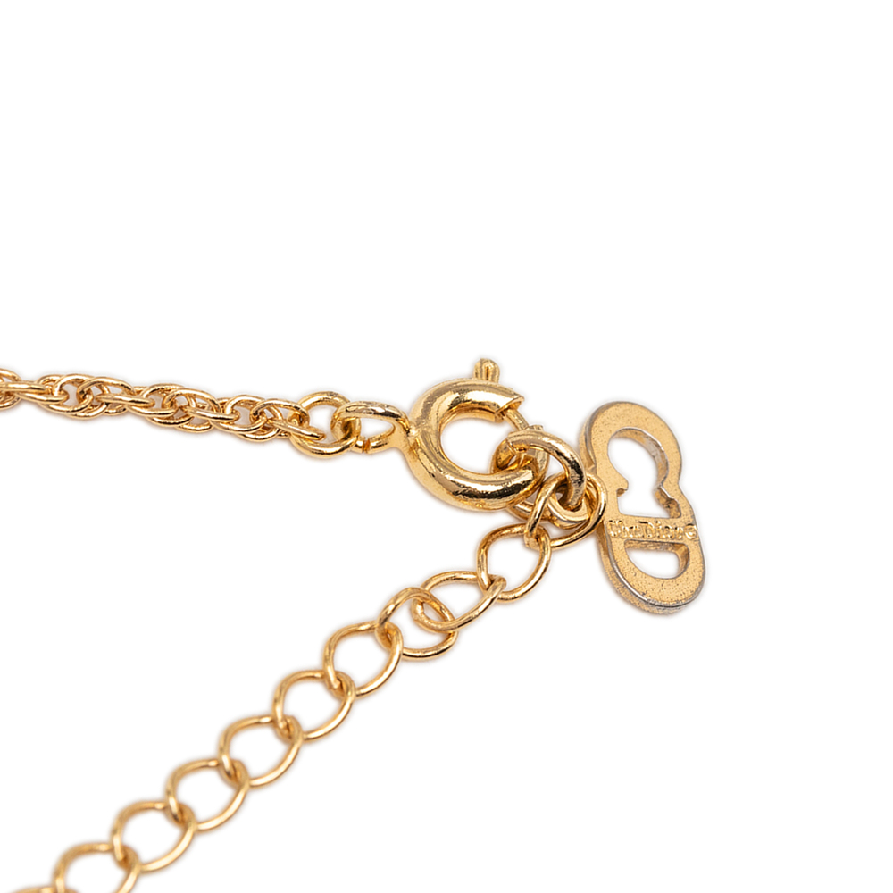 Pre-Loved Dior Gold Plated Strass CD Logo Pendant Necklace - Picture 5 of 6